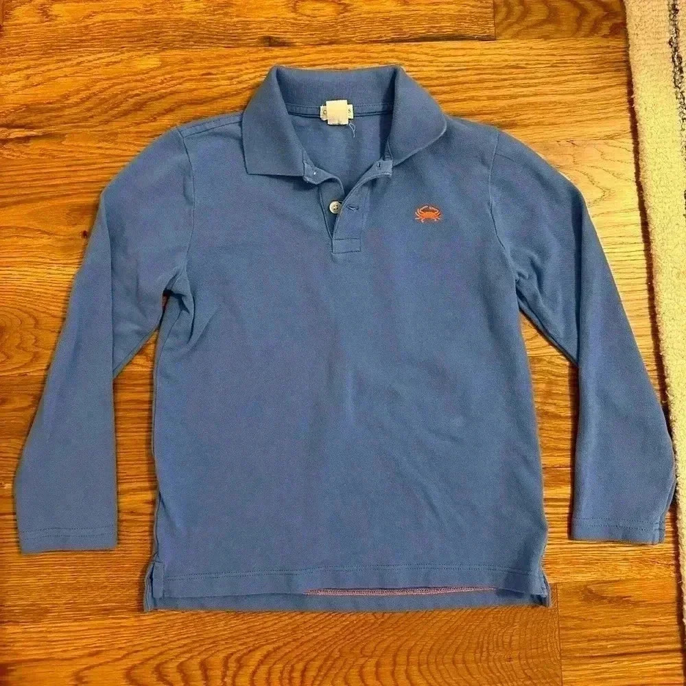 Crewcuts Long Sleeve Boy Polo Blue with Crab size 6-7